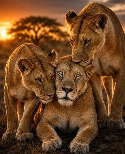 Nature’s Most Heartwarming Story : Blind Lioness Protected by Her Daughters