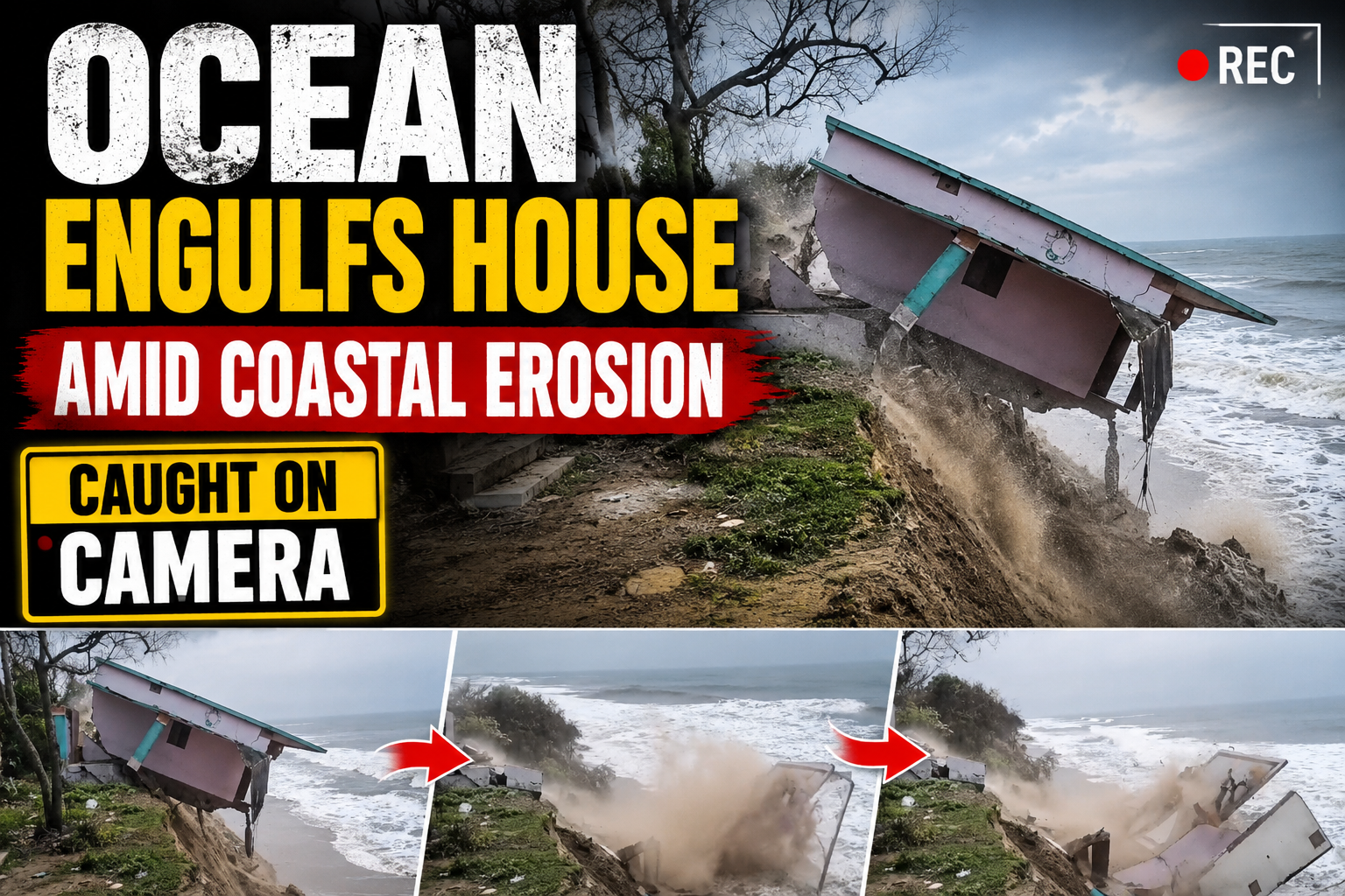 Sea Swallows Odisha Village : House Crashes Into Ocean as Coastline Vanishes Before Residents’ Eyes