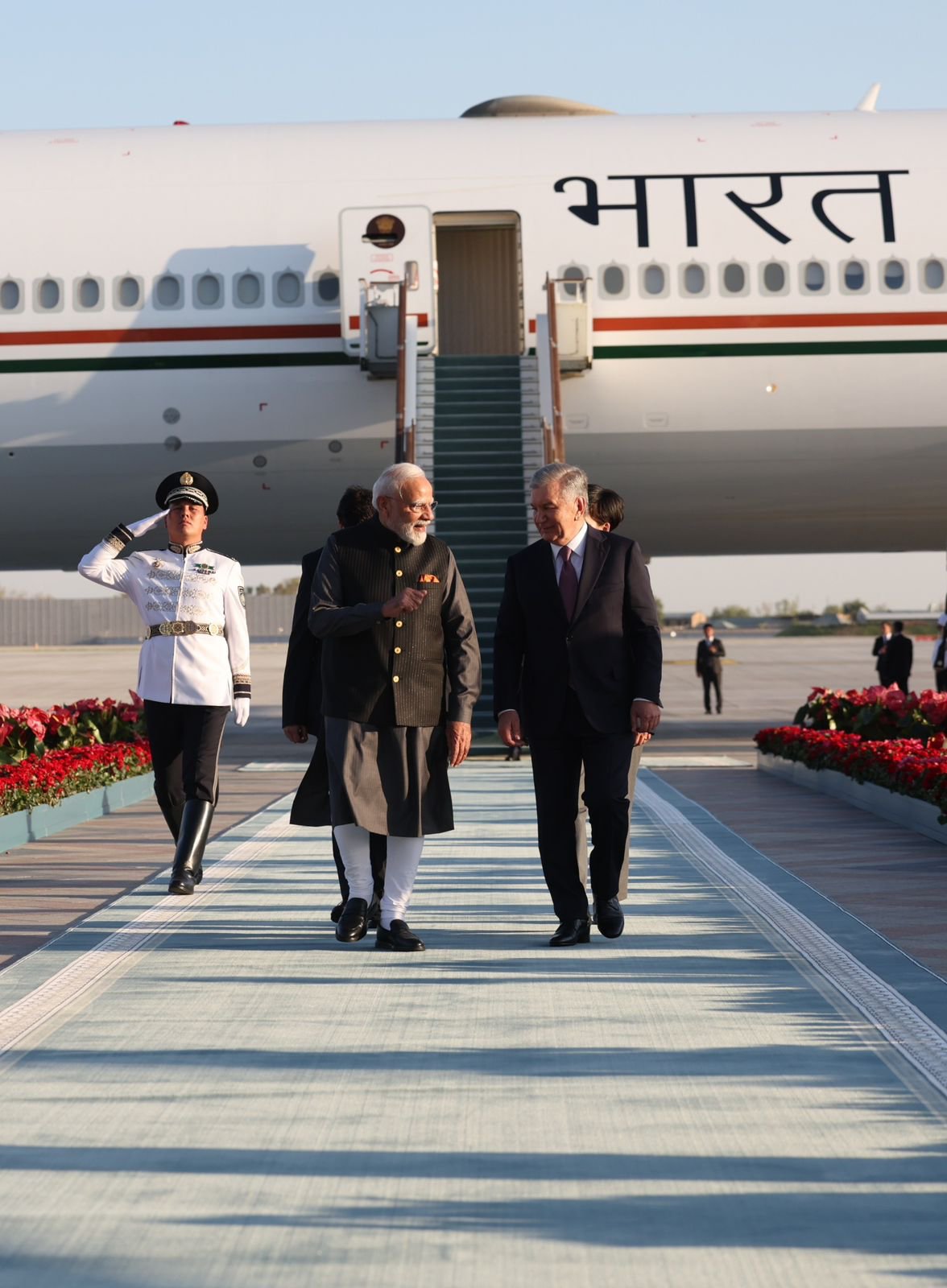 PM Modi Arrives in Uzbekistan for Two-Day Visit ; Accorded Grand Welcome at Airport